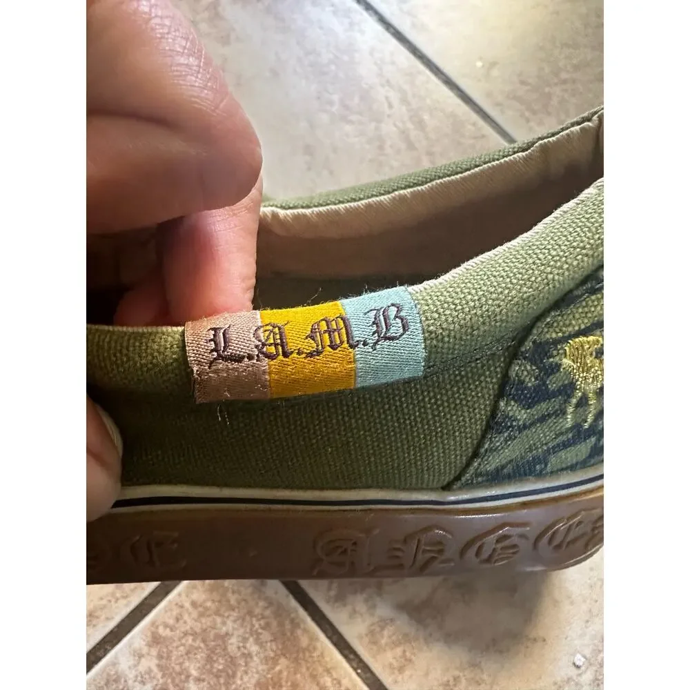 LAMB By Gwen Stefani Slip On Sneakers Army Green Printed Women's Size 9 L.A.M.B.